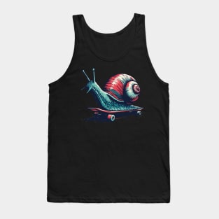 Retro vintage funny snail on skateboard Tank Top